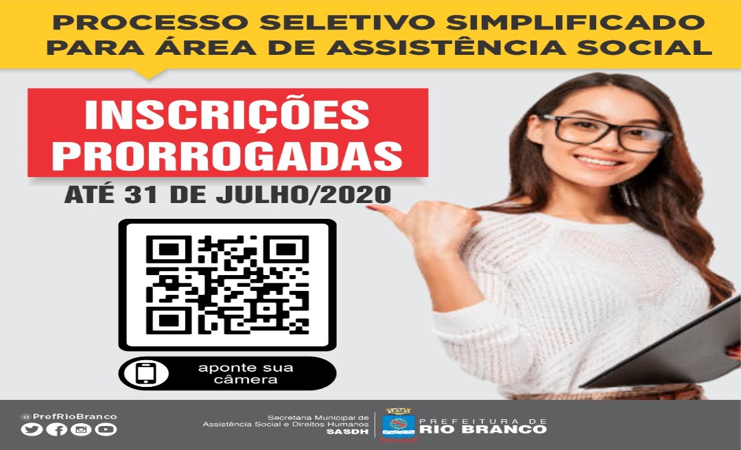 Prefeitura prorroga inscrições de processo seletivo simplificado para a área da Assistência Social